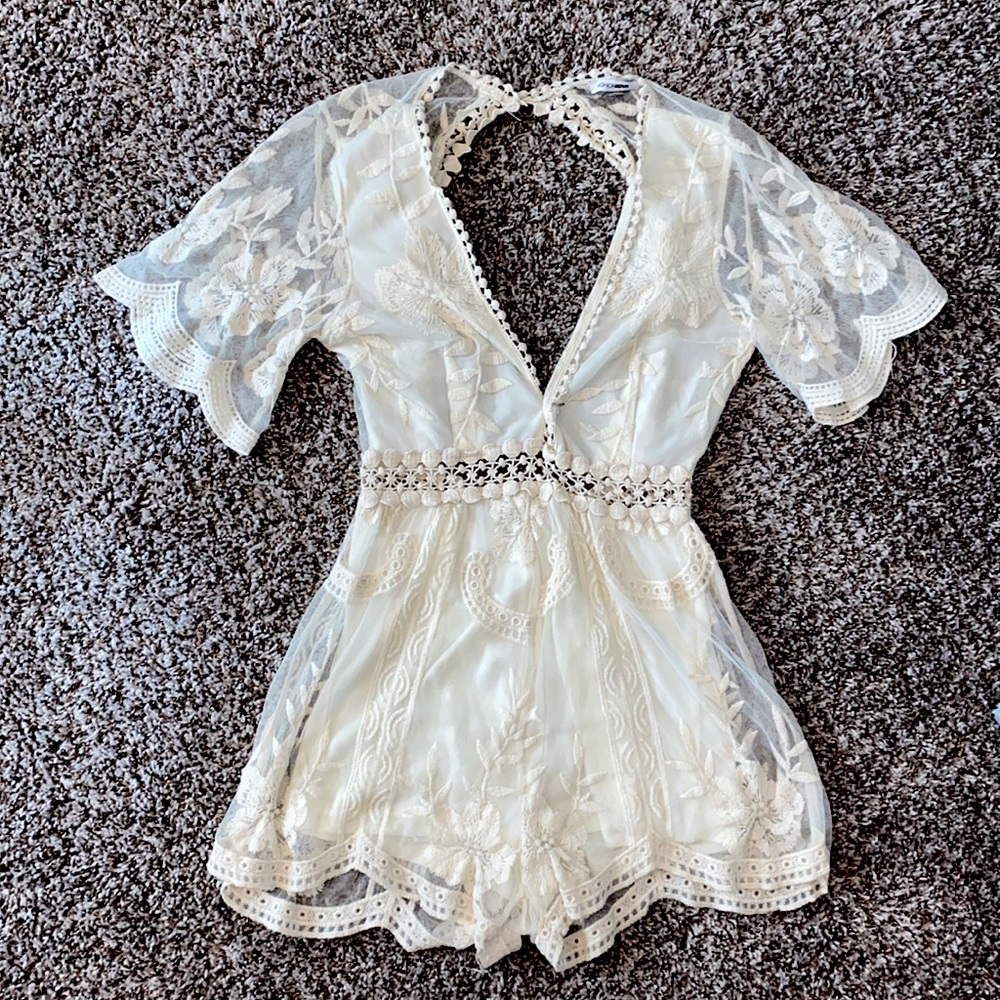 Boho white romper